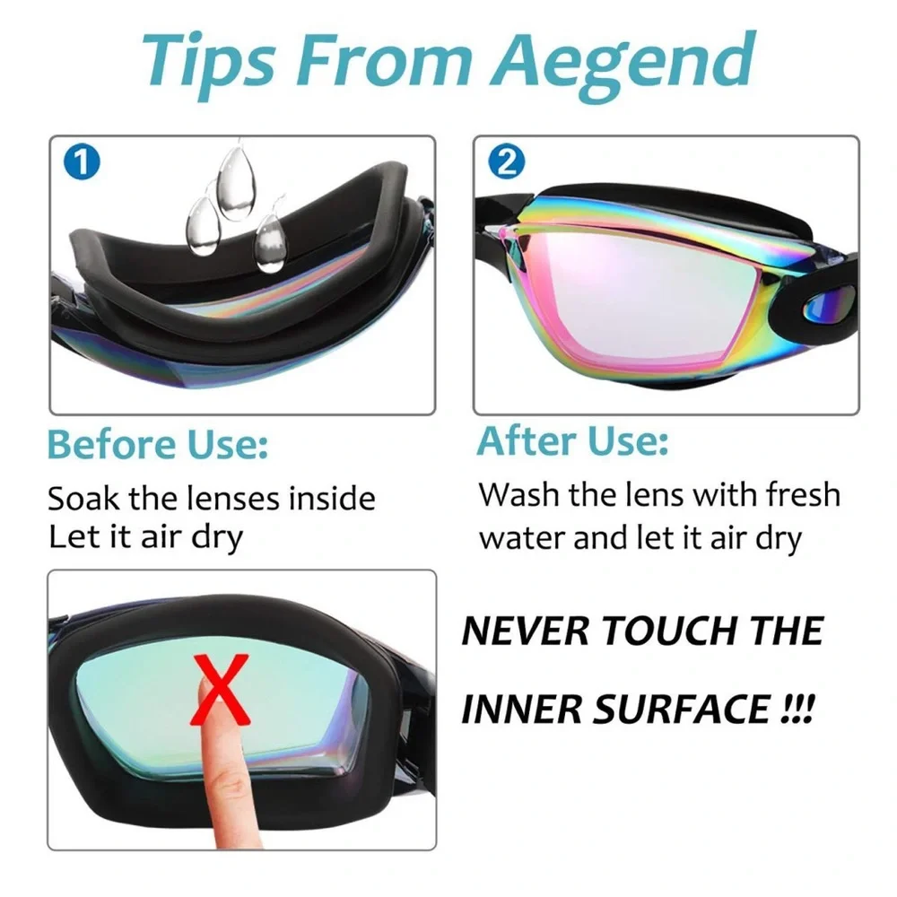 Aegend pink rose Swim Goggles with Protection Case nwt